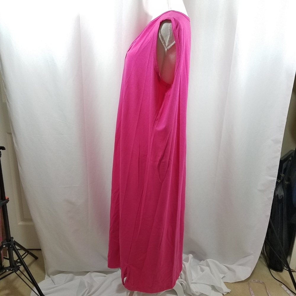 Denim & Co Sleeveless V-Neck 2XP Pink Jersey Dress - Picture 4 of 16